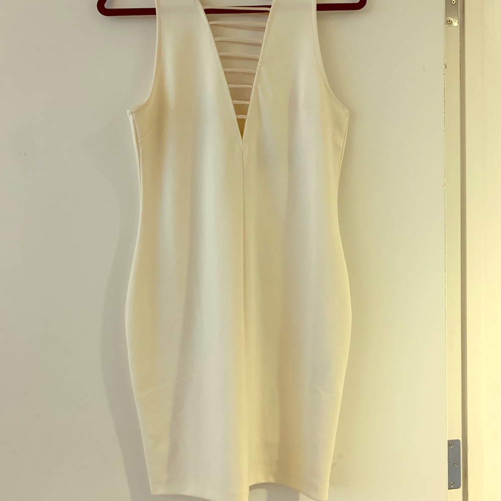 H&M Plunging Mini Dress in White
